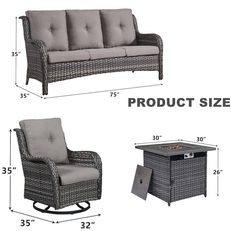 Gymojoy Sofa Swivel Chairs with 50,000 BTU Propane Fire Pit Table