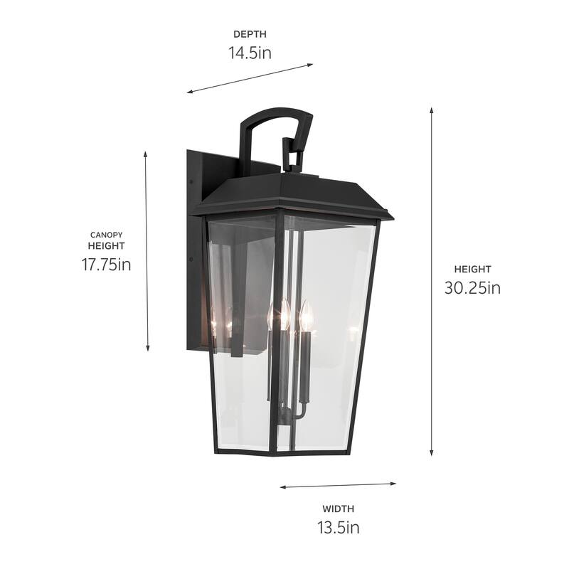 Kichler Lighting Mathus 30.25 in. 3-Light Outdoor Wall Sconce