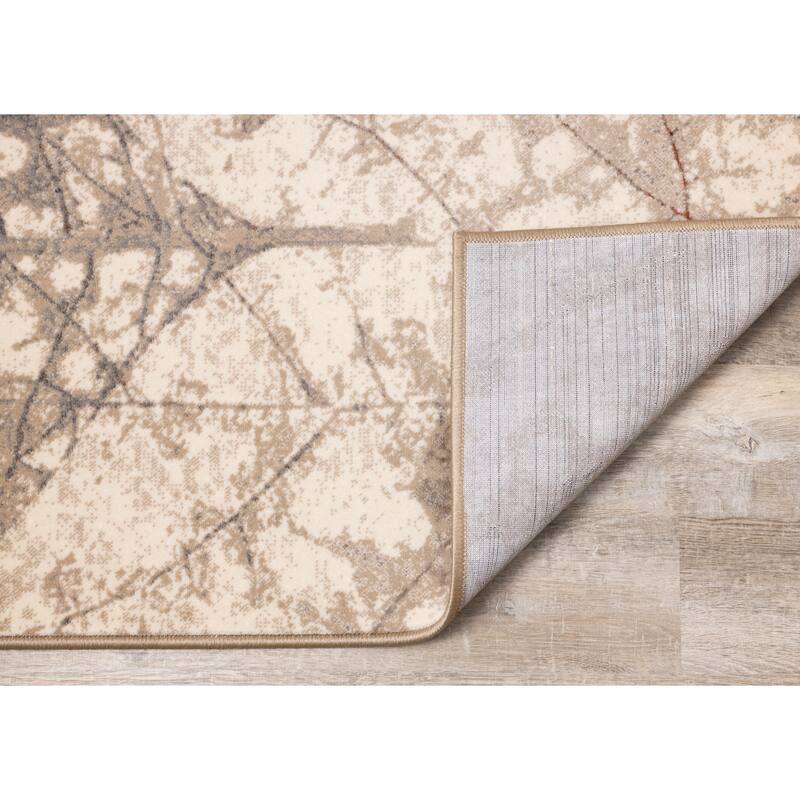 Annie Collection - Cream/Taupe Leaf Rug