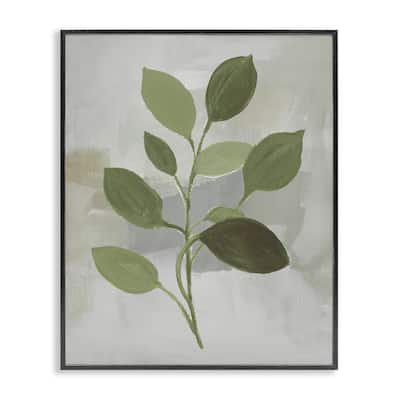 Stupell Leaf Sprigs over Grey Framed Giclee Art Design By Lanie Loreth