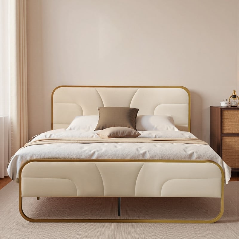 Modern Velvet Platform Bed