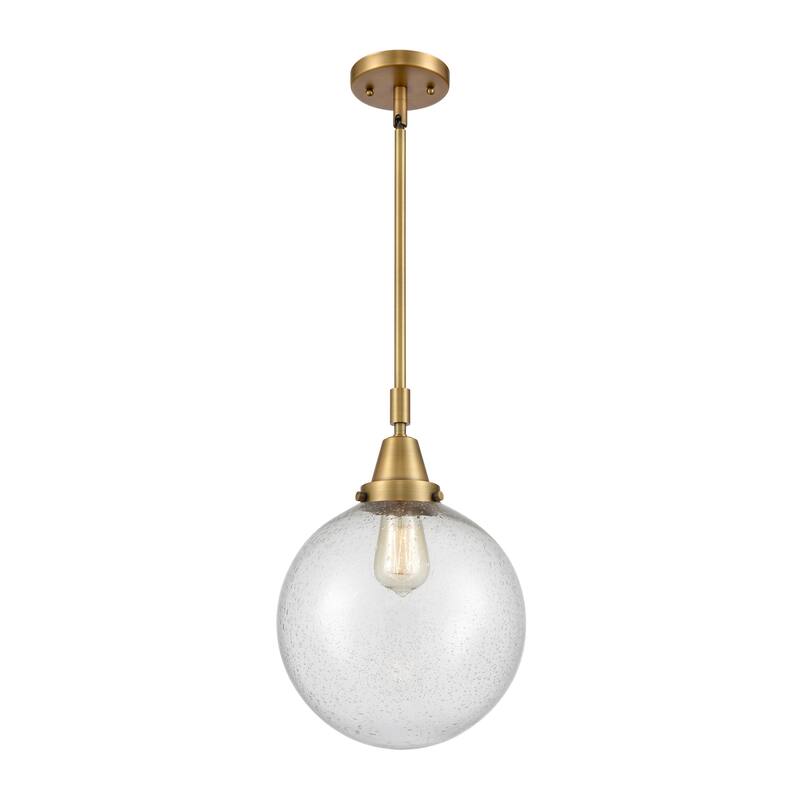 Innovations Lighting Downtown Urban - Caden Beacon - 1 Light 10" Stem Hung Mini Pendant - Brushed Brass/Seedy Shade