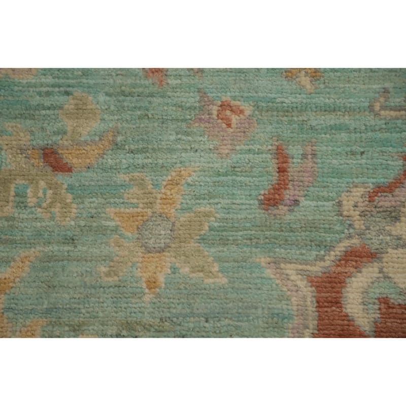 Hand Knotted Oriental 100% Wool Carpet Transitional Floral Navy Blue & Blues Oushak Area Rug - 7' 11'' X 5' 1''