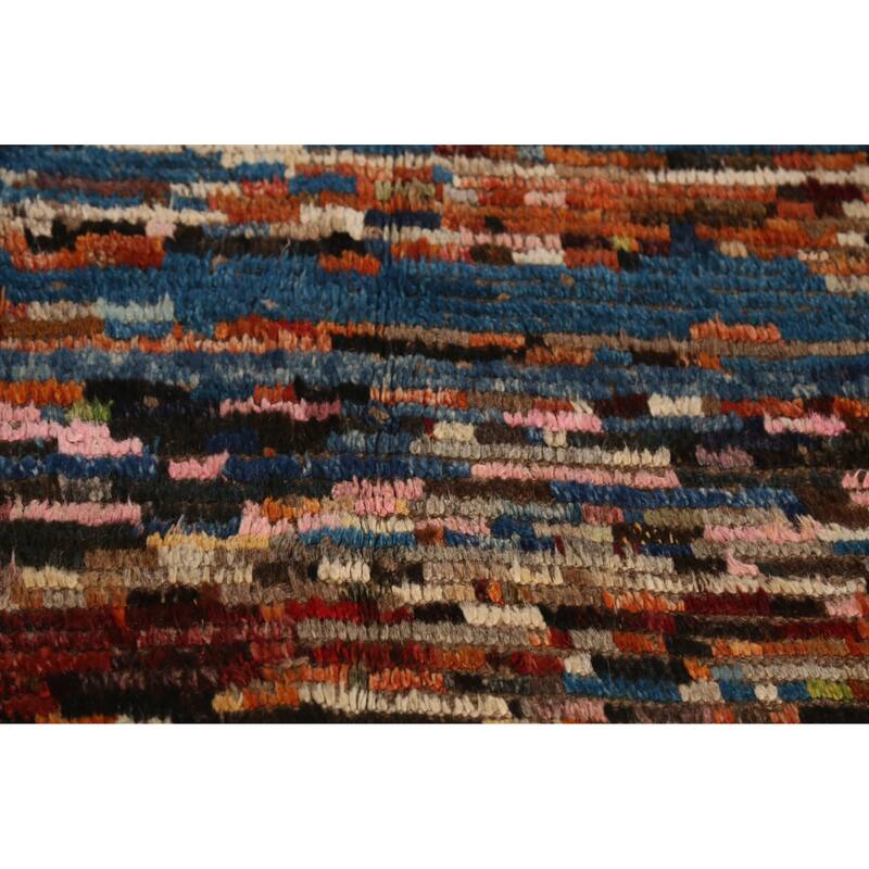 Moroccan Oriental Area Rug Handmade Stripe Wool Carpet - 6'4" x 9'6"