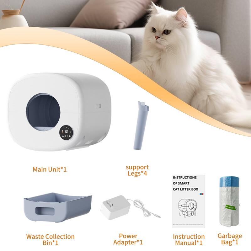 Biwave 89L White Self Cleaning Litter Box for Cats,App Control Support,Odor Removal