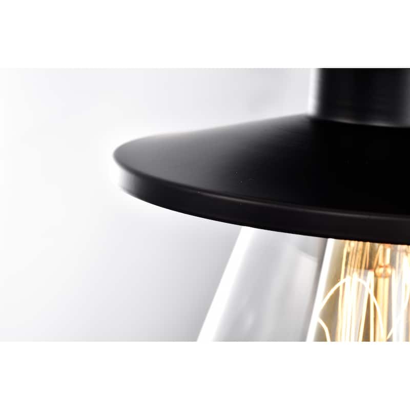 Tunney Matte Black 1-Light Clear Glass Shade Semi-Flush Mount