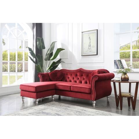 Hollywood Velvet Sofa with Reversible Chaise