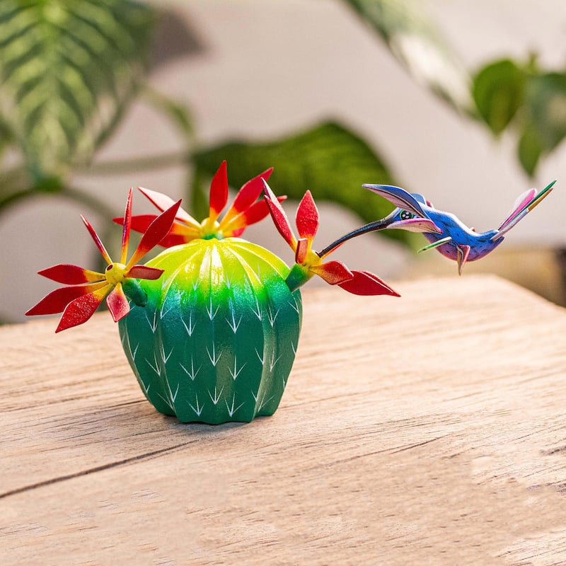 Novica Handmade Hungry Hummingbird Wood Alebrije Sculpture