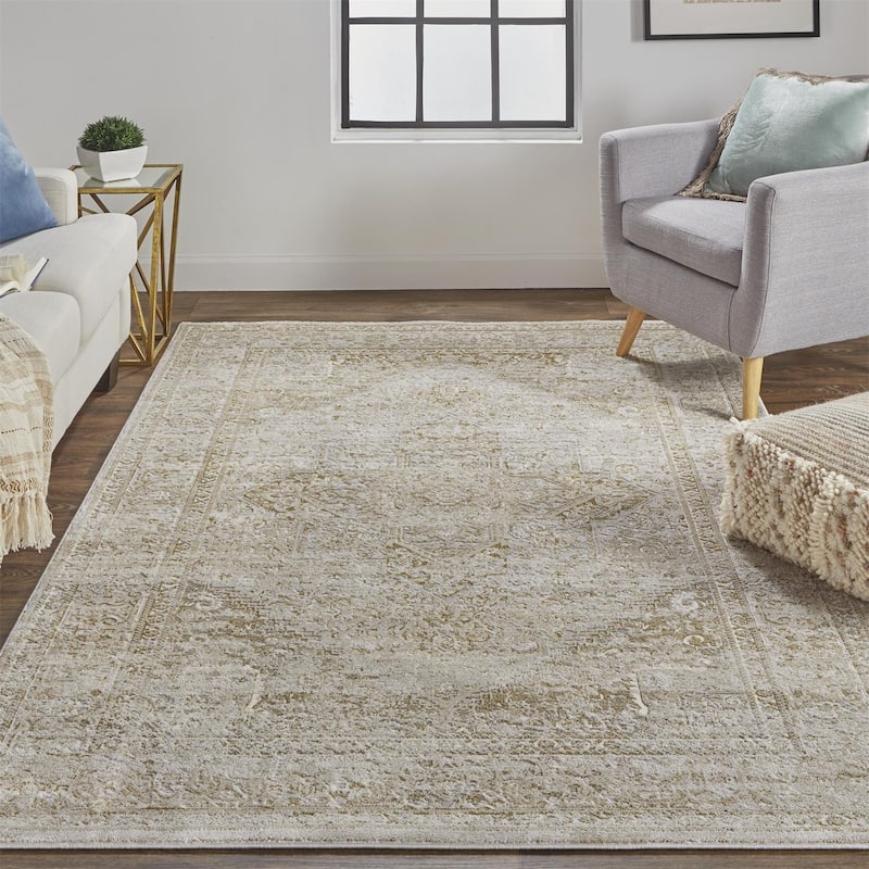Zikaq Floral Stain Resistant Area Rug By HomeRoots - 5' x 8'