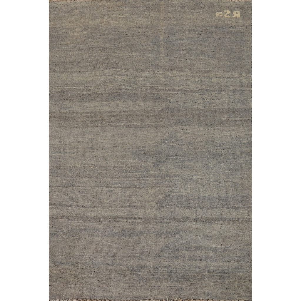 Modern Stripe Gabbeh Oriental Rug Hand-Knotted Wool Carpet - 2'8"x 4'0"