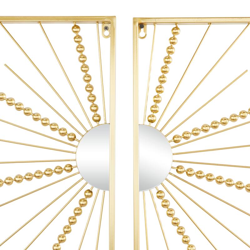 CosmoLiving by Cosmopolitan Gold Metal Half Moon Mirror Geometric Wall Decor with Gold Frame (Set of 2)