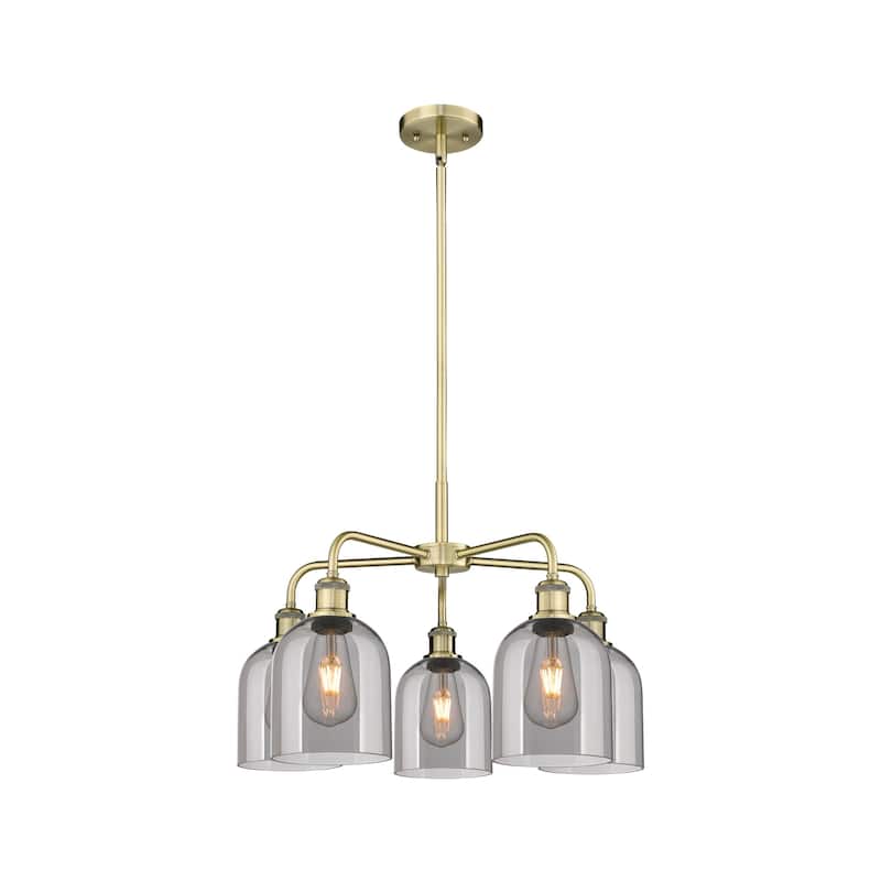 Innovations Lighting 516-5CR 15 24 Bella Chandelier Bella 5 Light 24" - Antique Brass / Light Smoke