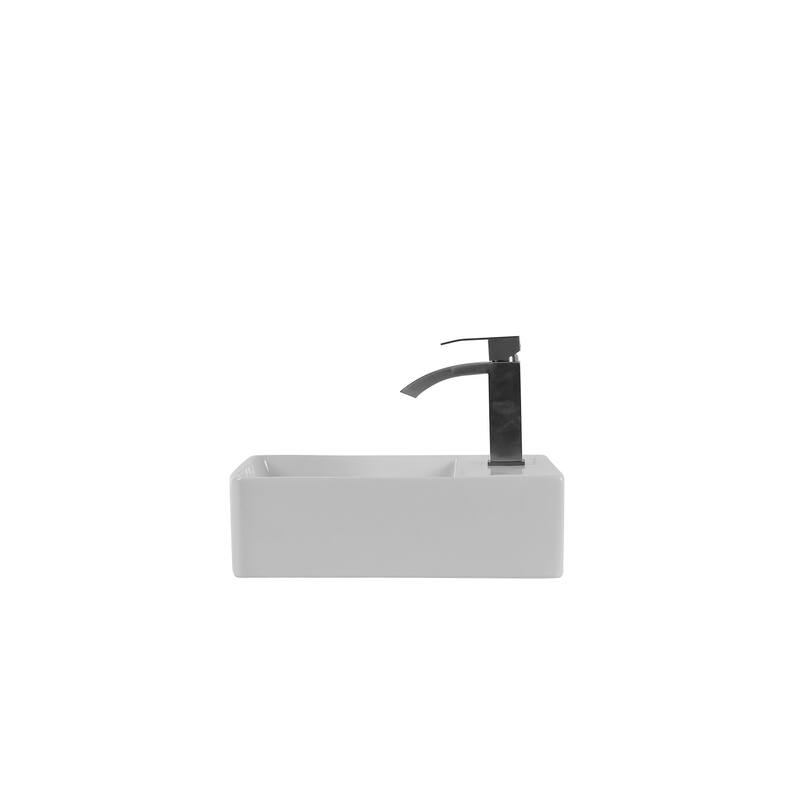 16.5" Square Countertop Ceramic Bathroom Sink with Overflow