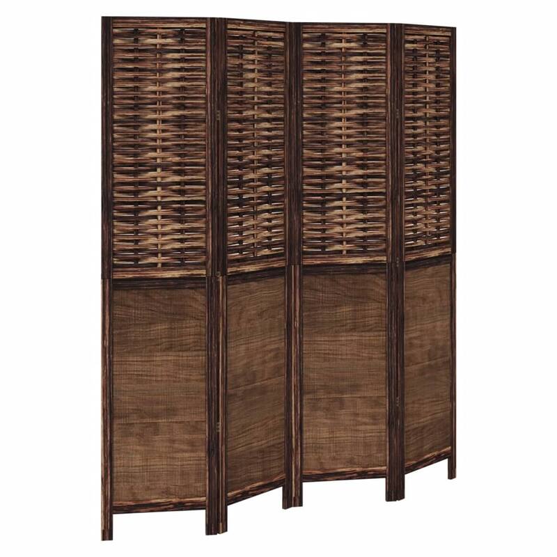vidaXL Room Divider Privacy Screen Living Room Dark Brown Solid Wood Paulownia