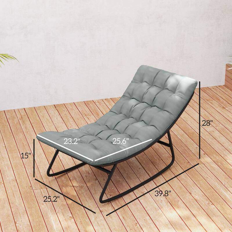 2-Piece Outdoor Rocking Chair Set with Cushioned Breathable Mesh Seats Steel Frame Non-Slip Base - 25.2" W x 39.8" D x 28" H