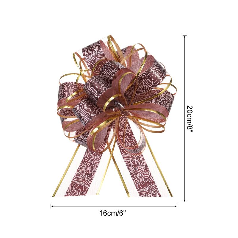 10pcs Large Pull Bow Gift Wrapping Bows Ribbon Organza for Wedding - Coffee - 6 Inch