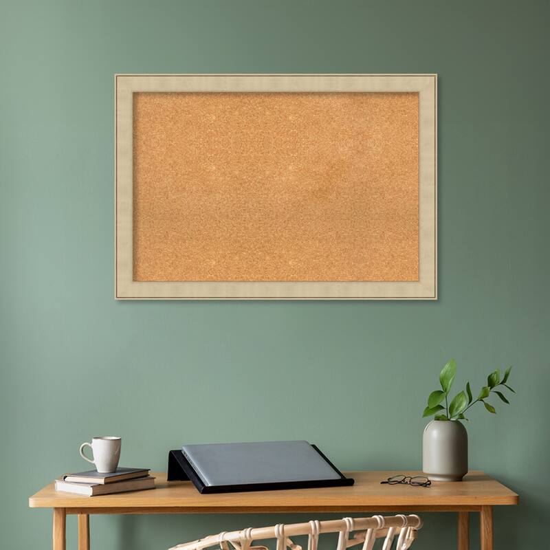 Classic Honey Silver Framed Natural Corkboard Bulletin Board