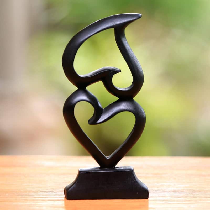 Novica Handmade Stacking Hearts Wood Sculpture - 8" H x 3.7" W x 3.5" D