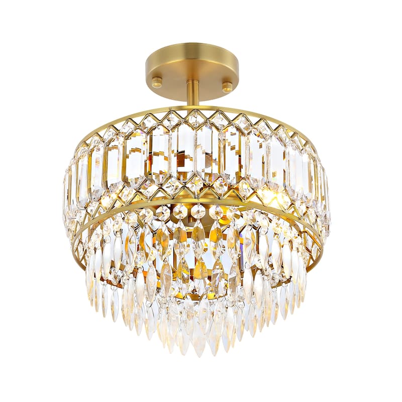 GetLedel 3-Light Dimmable Crystal Semi-Flush Mount Chandelier