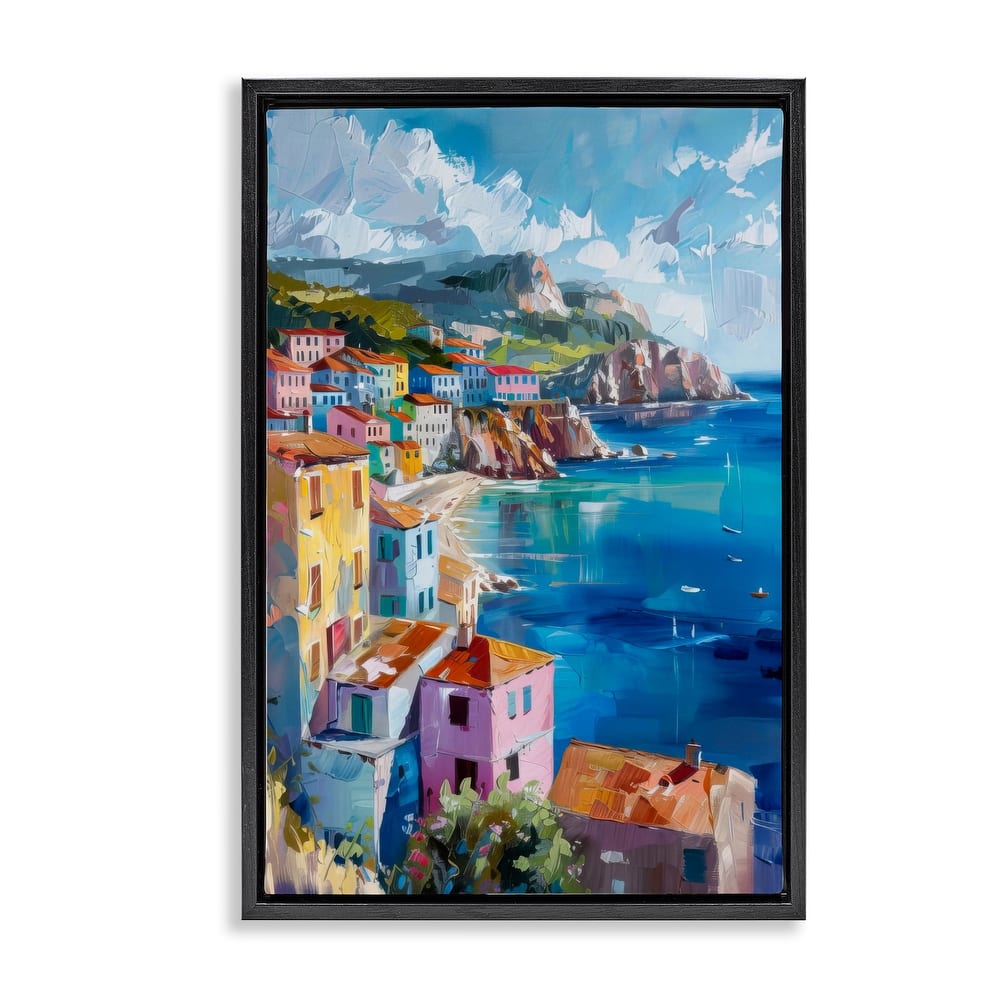 Stupell View Over Coastal Town Framed Floater Canvas Wall Art Design By LSR Design Studio