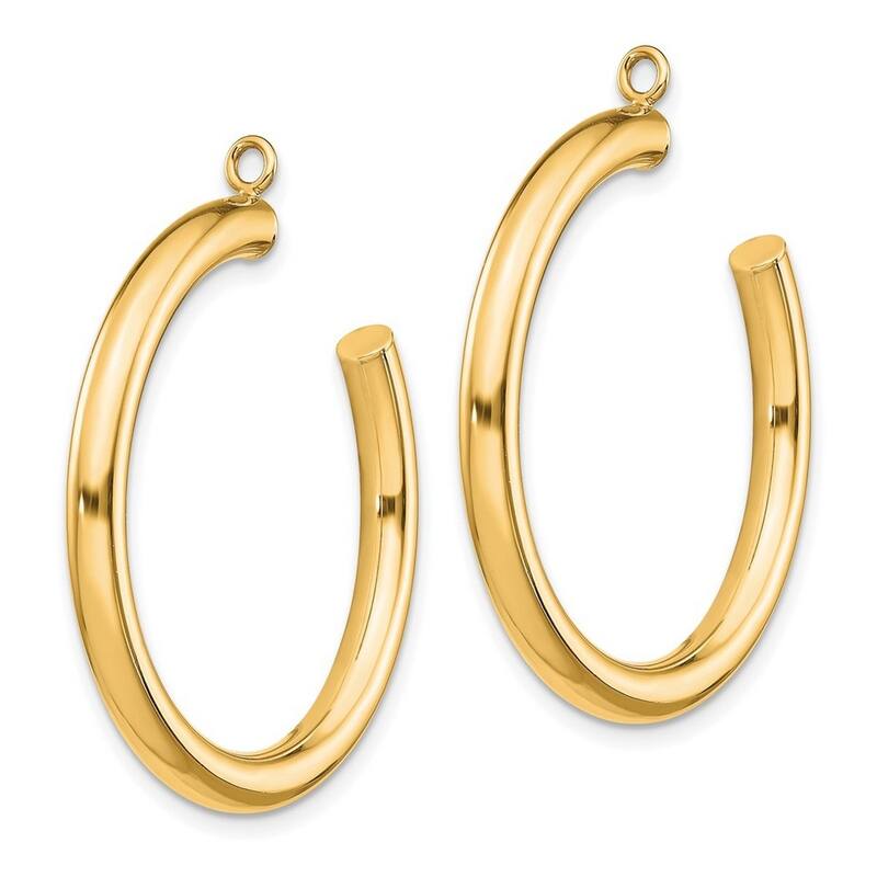 Curata 14k Yellow Gold Polished 30mm Tube Hoop Earrings - with Jackets