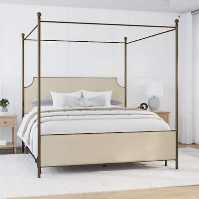 McArthur Metal and Upholstered Canopy Bed