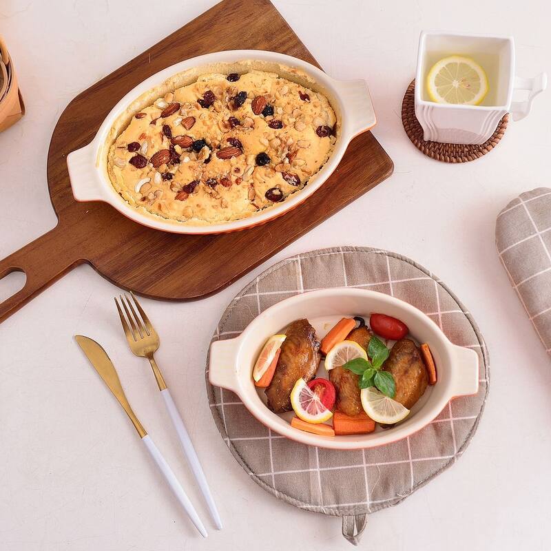 MALACASA, Series Bake.Bake, Ceramic Oval Baking Dish Bakeware Set