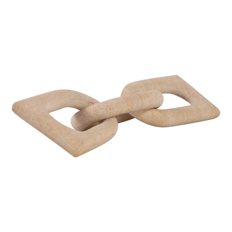Marble Decorative Object Carved Chain Sculpture Home Decor - 13", Tan - 13.0"