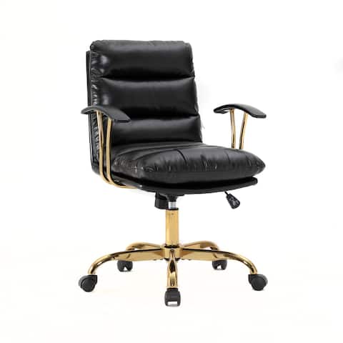 LeisureMod Regina Modern Leather Adjustable Deep Cushion Office Chair