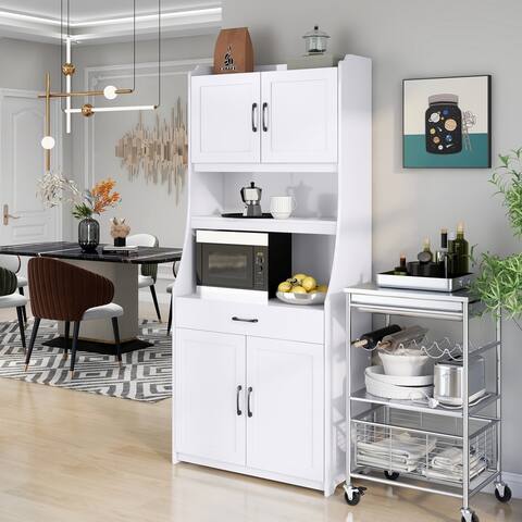 Pantry Cabinet with Adjustable Shelves & Doors for Kitchen Dining Room