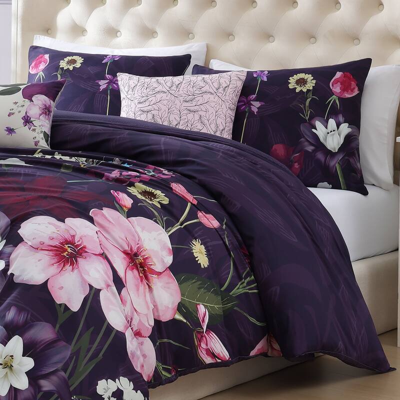 Bebejan Morning Glory 100% Cotton Sateen 5 Piece Reversible Comforter Set