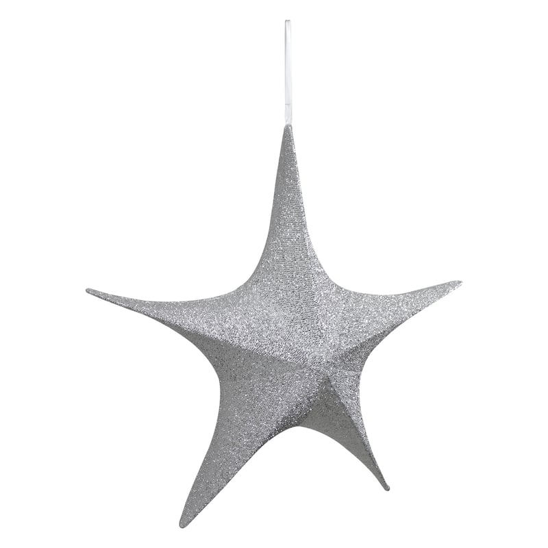 25.5" Tinsel Foldable Christmas Star Outdoor Decoration