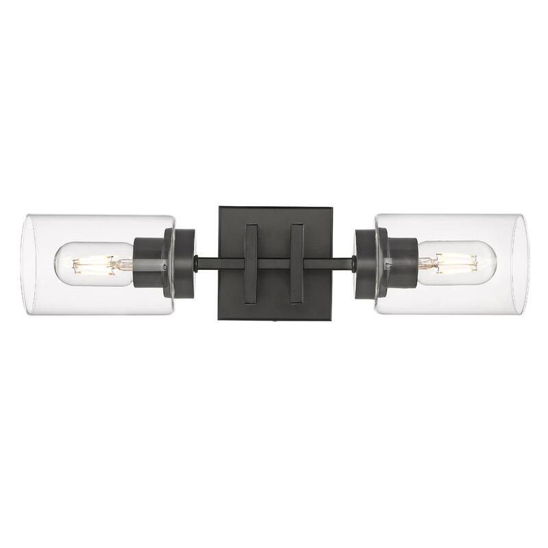 Tribeca 2 Light Wall Sconce - Matte Black with Matte Black - Matte Black with Matte Black