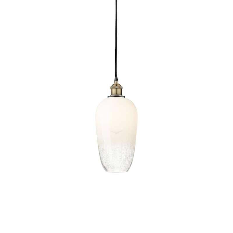Innovations Lighting 616-1P-15-7 Brookhaven Flute Pendant Brookhaven - Black Antique Brass / Opal