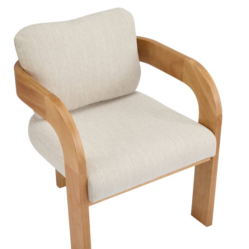 Dining Room Chairs Set of 2 Modern Fabric Armchair for Living Room, Comfy Upholstered Accent Chairs with Wood Legs, Pillow Back