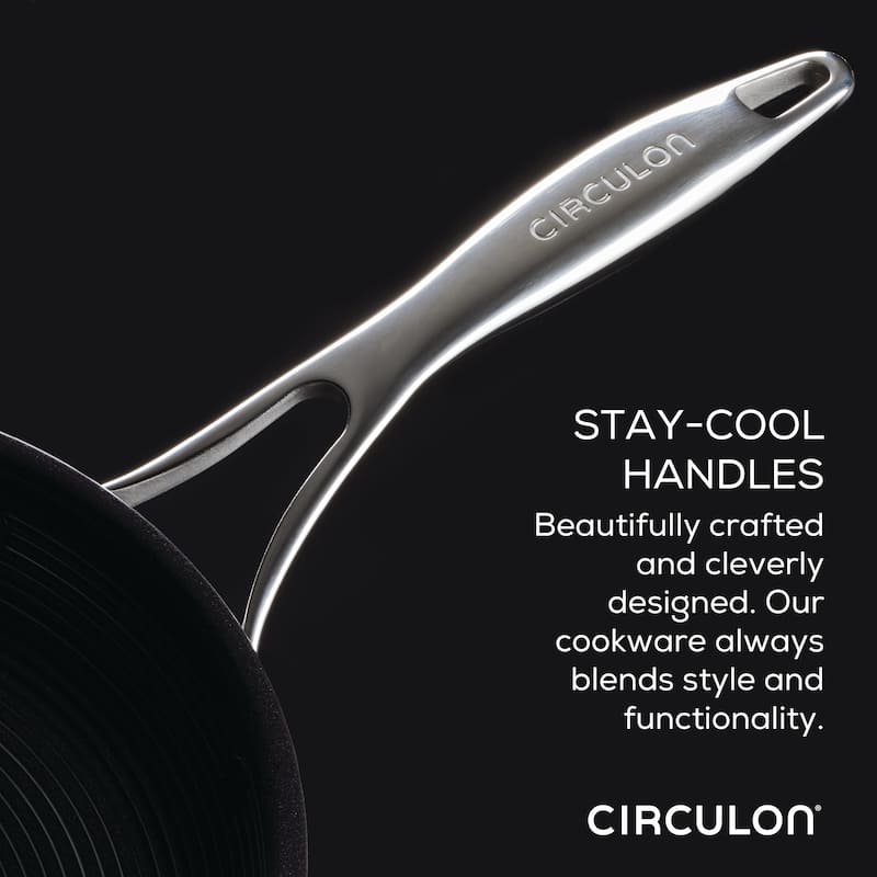 Circulon Clad Stainless Steel Induction Stir Fry Pan with Hybrid SteelShield and Nonstick Technology, 12.5-Inch, Silver