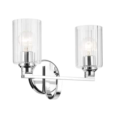 Kichler Lighting Gioe 14.25" 2-Light Vanity Light with Clear Fluted Glass in Chrome
