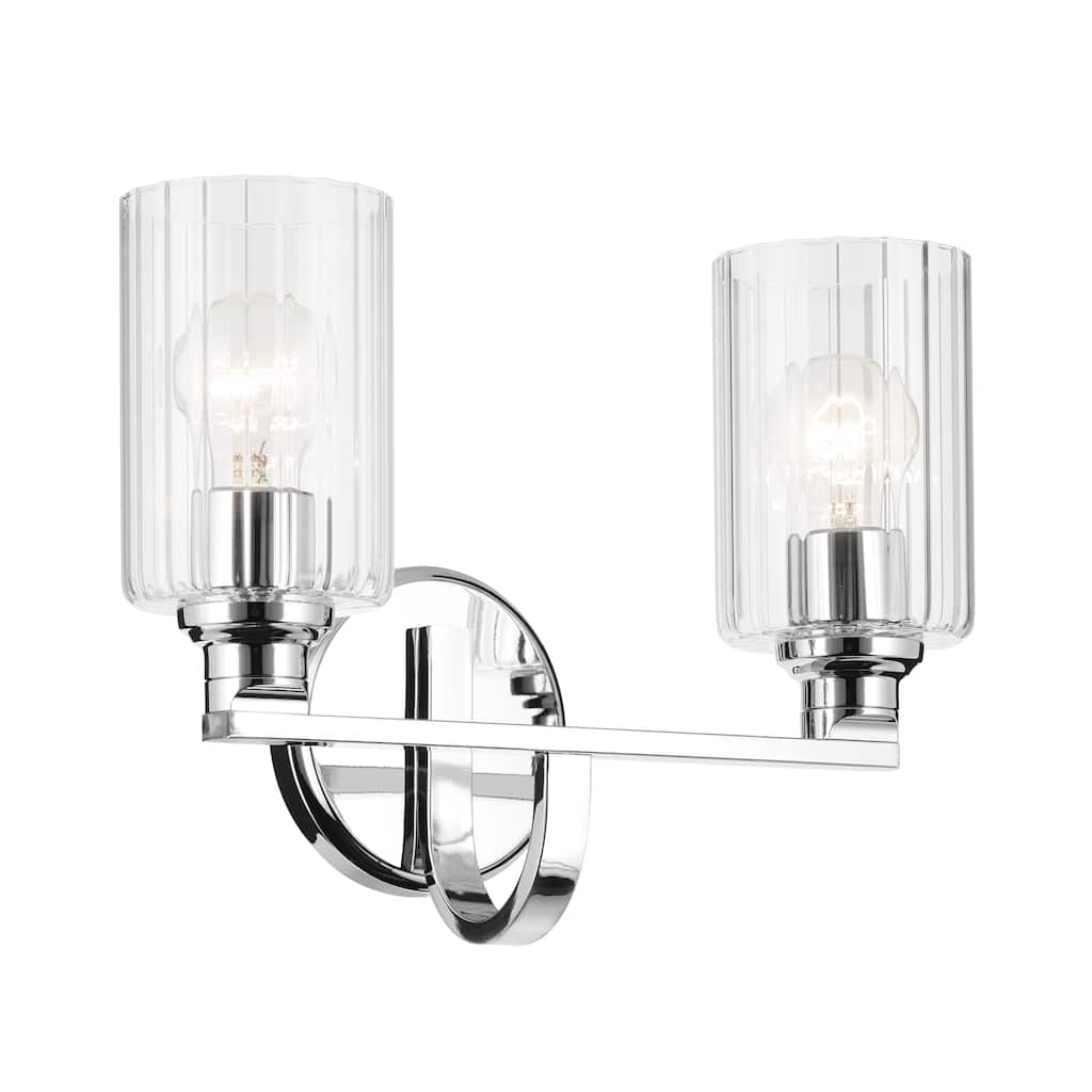 Kichler Lighting Gioe 14.25" 2-Light Vanity Light with Clear Fluted Glass in Chrome