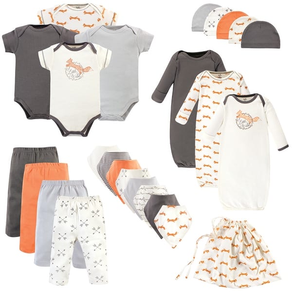 slide 1 of 1, Touched by Nature Baby Boy Organic Cotton Layette Set and Giftset, Fox, 0-6 Months - Fox 0-6 Months - Fox