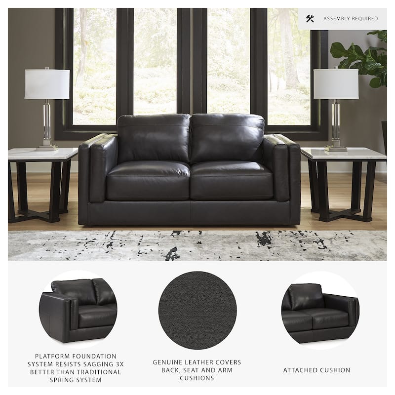 Signature Design by Ashley Amiata Onyx Loveseat - 70"W x 41"D x 35"H