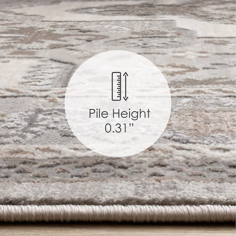 Taupe White Grey Beige Classic Elegant High-Traffic Rug