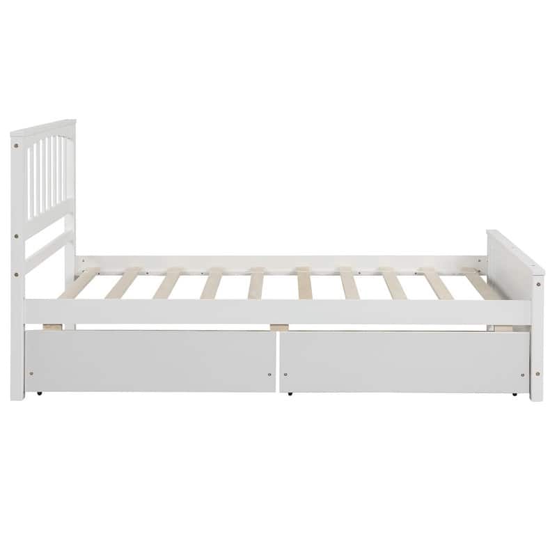 Twin size Wooden Platform Bed with Two Drawers