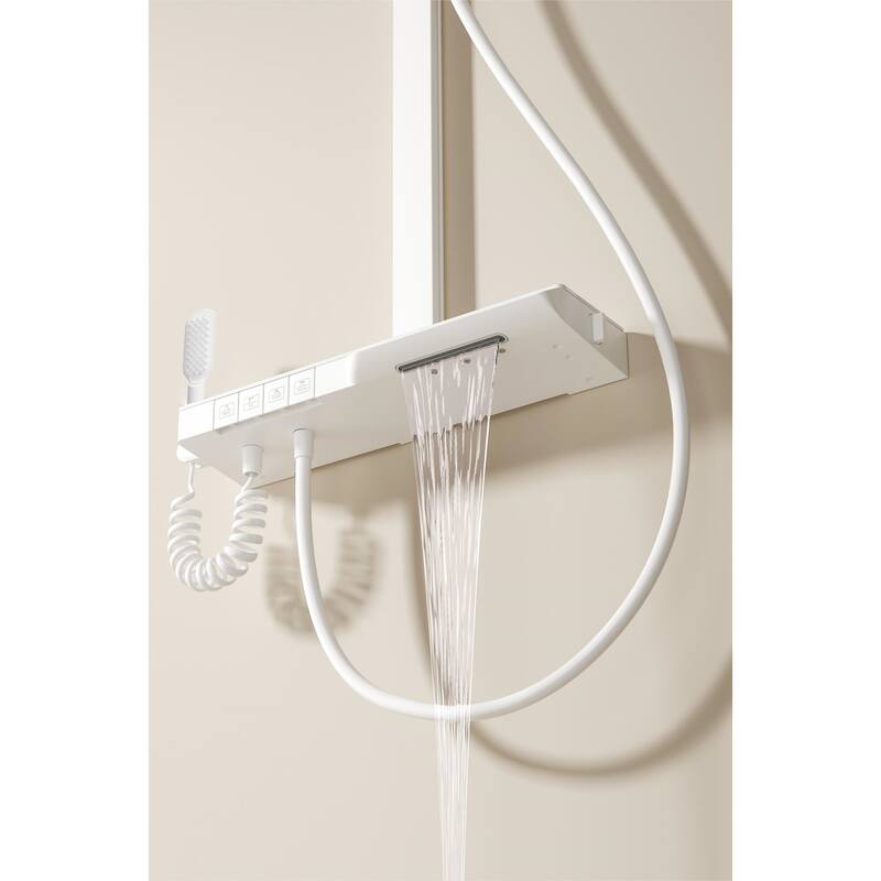 Exposed Wall Mounted Square Slide Bar Showerhead & 3-mode Handheld Shower