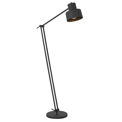 65 Inch Black Adjustable Traditional Shaped Floor Lamp with Metal Dome Shade and Plug-In Dimmable Light for Bedroom