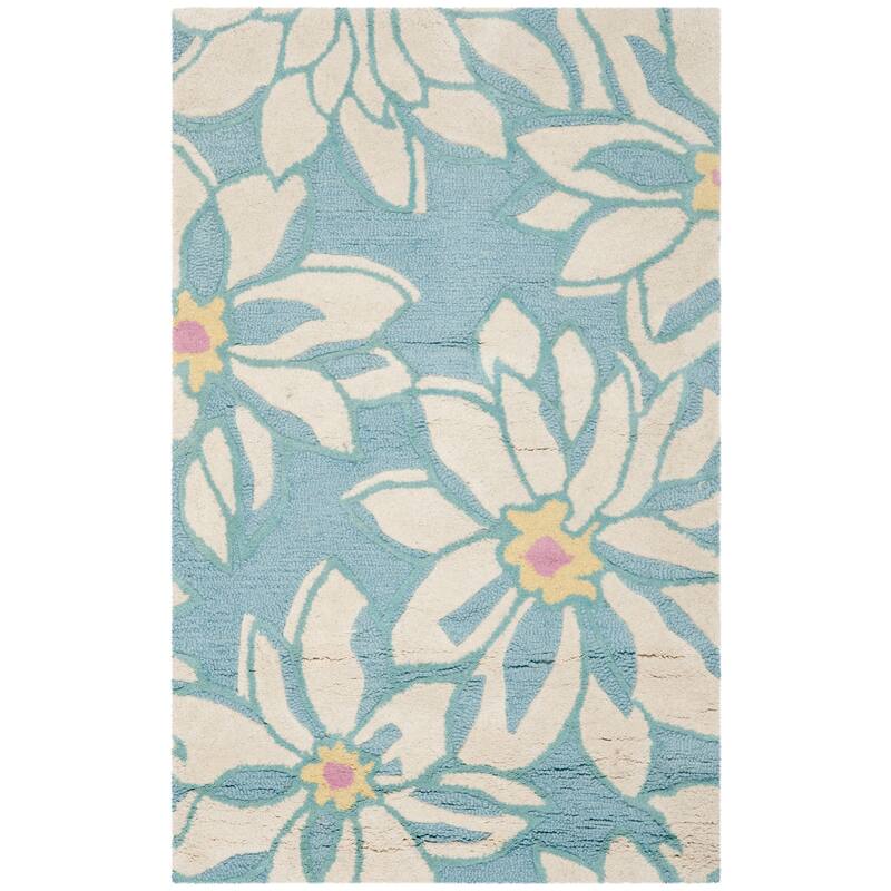 SAFAVIEH Handmade Blossom Pragiya Blue Wool Rug