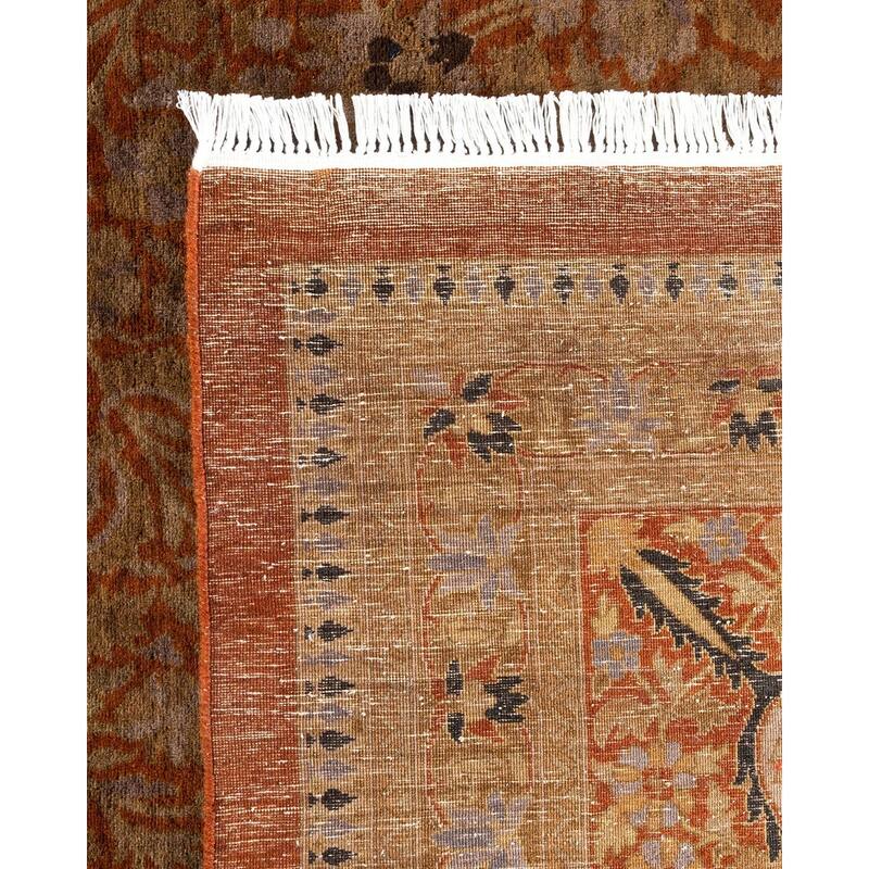 Overton Hand Knotted Wool Vintage Inspired Modern Contemporary Overdyed Brown Area Rug - 10' 1" x 13' 10"
