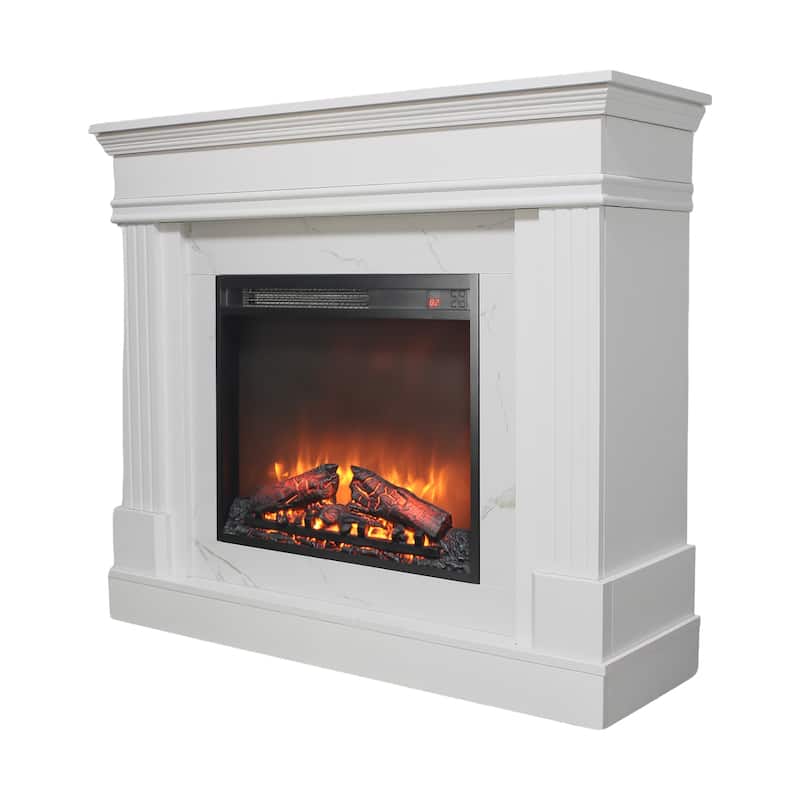 44" Electric Fireplace with Mantel,23" Fireplace Insert Heater, Realistic Log and Flame Effect, Remote Control, Timer