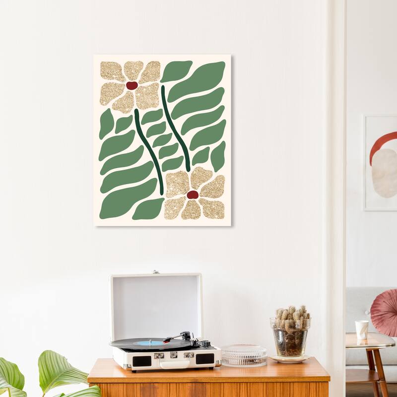 Wynwood Studio Canvas Floral and Botanical Fresh Season's Glitter Green Glam Wall Art Canvas Print - 20 x 24