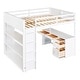 preview thumbnail 4 of 9, Full Size Wood Loft Bed with Ladder, Shelves, and Desk, White