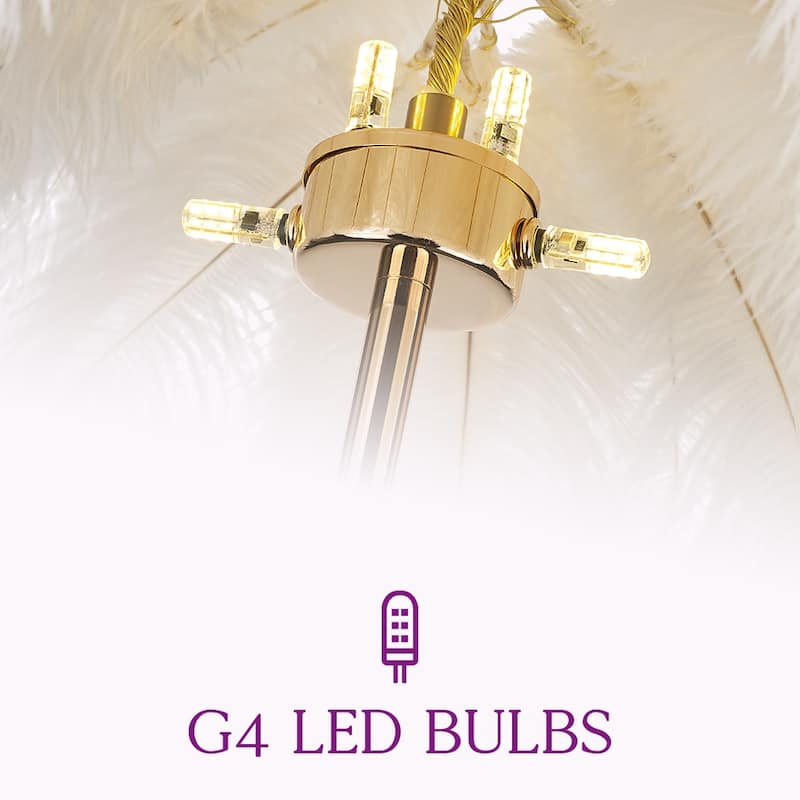 63 Inch Feather Tripod Floor Lamp With Bulbs